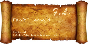 Fakó Leopold névjegykártya
